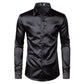 Chemises Hommes en Soie Noire avec Cravate et Noeud Papillon 1pc Black