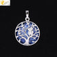 "Collier Pendentif Arbre de Vie CSJA avec Cristaux et Hibou" Lapis Lazuli