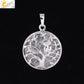 "Collier Pendentif Arbre de Vie CSJA avec Cristaux et Hibou" White Crystal