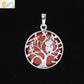 "Collier Pendentif Arbre de Vie CSJA avec Cristaux et Hibou" Red Jasper