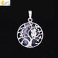 "Collier Pendentif Arbre de Vie CSJA avec Cristaux et Hibou" Sodalite