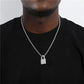 Collier et pendentif Hip Hop Bling Lock Iced Silver