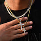 Collier pendentif croix hiphop pour femmes et hommes