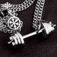 "Collier pendentif d'haltère pour homme en acier inoxydable
