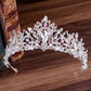 Couronne de mariage en argent avec strass de luxe en forme de cœur Silver Pink Beads
