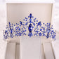 Couronne de mariage en argent avec strass de luxe en forme de cœur Silver Blue