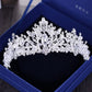 Couronne de mariage en argent avec strass de luxe en forme de cœur
