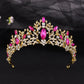 Couronne de mariage en argent avec strass de luxe en forme de cœur Gold Rose