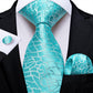 "Cravate pour homme en soie de designer paisley bleu sarcelle DiBanGu" MJ-1038