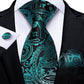 "Cravate pour homme en soie de designer paisley bleu sarcelle DiBanGu" MJ-7626