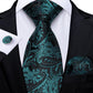 "Cravate pour homme en soie de designer paisley bleu sarcelle DiBanGu" MJ-7486