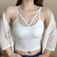 "Crop top sexy pour femme avec bretelles croisées et cou en V sans bretelles"