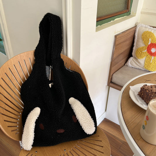 Grand sac d'oreille en molleton d'agneau à une épaule pour chien mignon | Achetez sur AOMshop Black