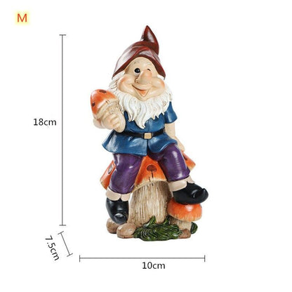 Décoration de jardin nain cartoon créatif en résine M 10x7.5x18cm B