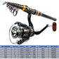 Ensemble canne à pêche télescopique 1.8-3.6M avec moulinet de pêche spinning pour la pêche de la carpe