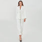 "Ensemble pour femmes : blazer à col en V et pantalon taille haute ajustable" white
