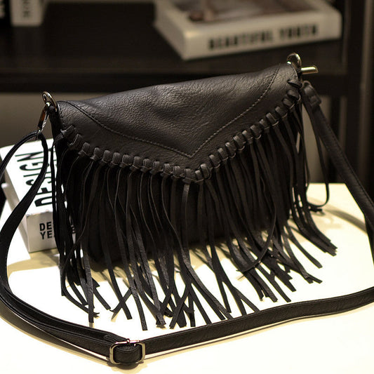 Envelope Tassel Women's One-shoulder Messenger Bag | Achetez sur AOMshop Black