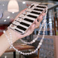 Étui à chaîne en cristal pour Samsung Galaxy avec motif de piano noir et blanc