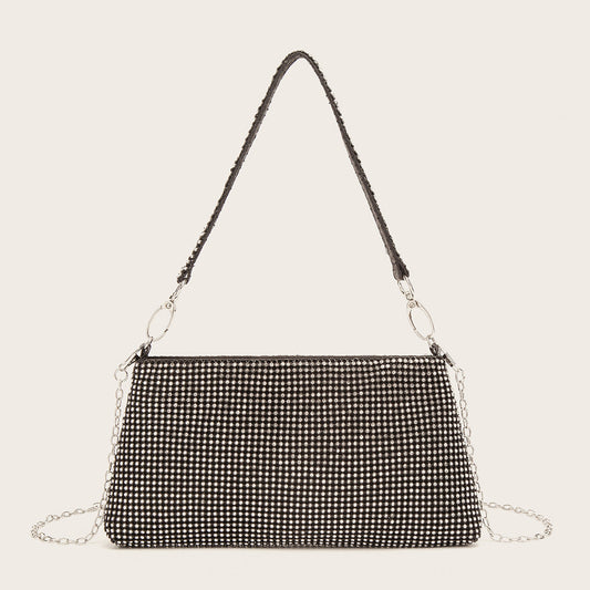 "Sac de soirée en diamant de mode, sac dînatoire en strass - AOMshop" Black