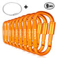 Lixada 1/9 PCS D-Ring Locking Carabiner Clip Set - Matériel de Camping et d'Escalade - AOMshop 9 PCS Gold