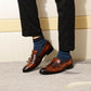 Handmade Mens Tassel Loafers Buckle Monk Strap Genuine Leather Green Black