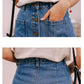 Jupe en jean, taille haute, A-line, femme, été, poches, bouton unique