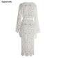 Kimono Long Blanc avec Broderies