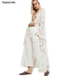 Kimono Long Blanc avec Broderies