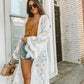 Kimono Long Blanc avec Broderies