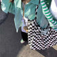 "Sac épaule motif checkerboard coréen AOMshop - tendance et pratique"