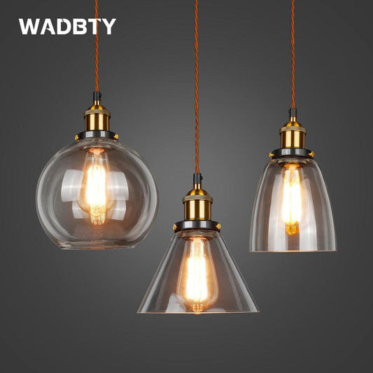 "Lampe suspendue en verre : luminaire vintage avec ampoule E27 décorative"