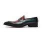 Large Size Mens Penny Loafers Genuine Calf Leather Blue-Red