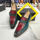Large Size Mens Penny Loafers Genuine Calf Leather Blue-Red
