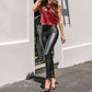 "Leggings en similicuir éco Melody pour femme, taille haute et skinny - Noir"