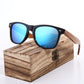 Lunettes de soleil en bois de zèbre polarisées pour hommes avec étui Skype Blue WoodBox Polarized
