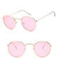 Lunettes de soleil rondes rétro GoldOceanPink Free Bag and Cloth