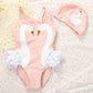 "Maillot de bain fille une pièce avec motif cartoon - AOMshop" Pink white