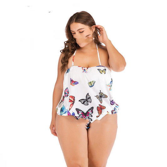 Maillot de bain une pièce imprimé grande taille pour femmes sexy White