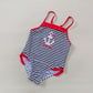 "Maillot de bain une pièce rayé pour enfant - volants bleu foncé"