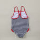 "Maillot de bain une pièce rayé pour enfant - volants bleu foncé"