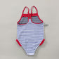 "Maillot de bain une pièce rayé pour enfant - volants bleu foncé"