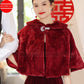 Manteau en fausse fourrure pour mariage et occasions décontractées | AOMshop Red One Size