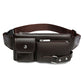 Men's Belt Bag Classic Solid Color PU Leather Waist Bag Outdoor Leisure Travel Fanny Pack Purse Brown Large