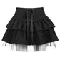 "Mini-jupe gothique avec lacets pour femmes - style punk noir"