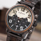 Montre chronographe pour homme en bois de marque de luxe avec bracelet en métal