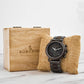 Montre chronographe pour homme en bois de marque de luxe avec bracelet en métal