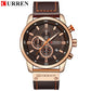 Montres pour Hommes CURREN en Cuir de Luxe avec Date et Mouvement à Quartz rose coffee