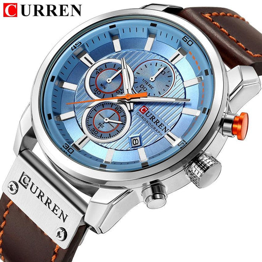 Montres pour Hommes CURREN en Cuir de Luxe avec Date et Mouvement à Quartz
