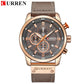 Montres pour Hommes CURREN en Cuir de Luxe avec Date et Mouvement à Quartz rose gray