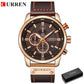 Montres pour Hommes CURREN en Cuir de Luxe avec Date et Mouvement à Quartz rose coffee box
